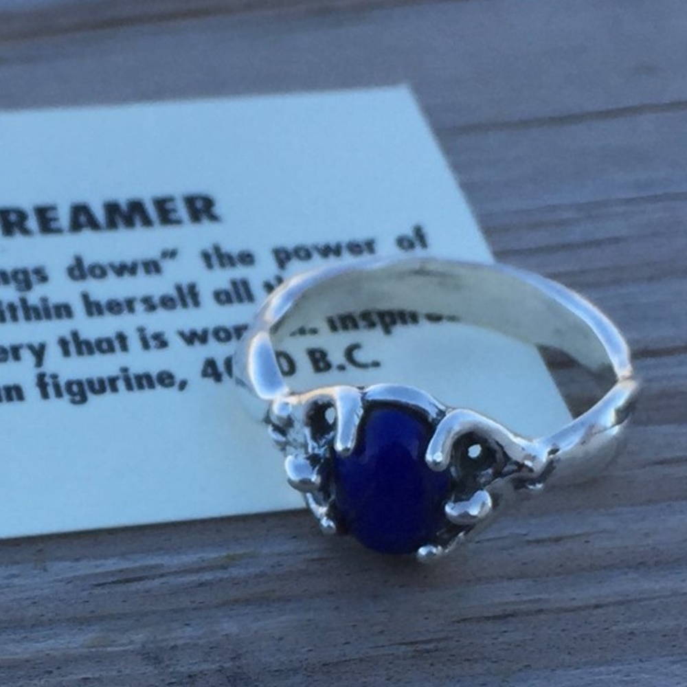 GODDESS Ring .925 Sterling Silver w/ Lapis Lazuli - Picture 8 of 11